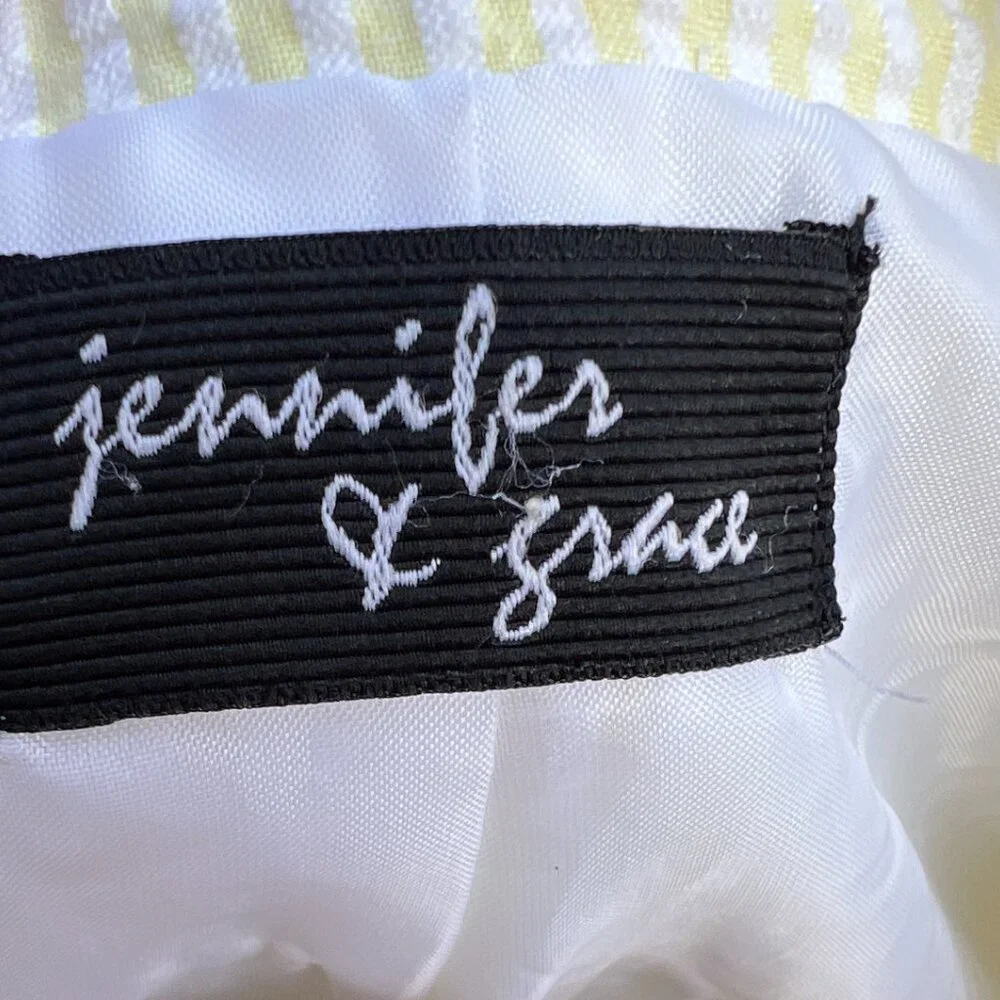Seersucker Pastel Yellow Stripe Blazer - Size Small/Medium -Jennifer & Grace - Picture 8 of 8